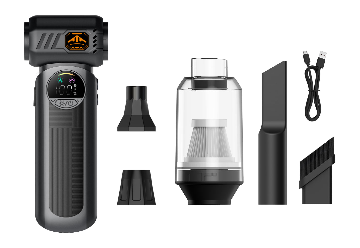 Deparee Compressed Air Dusters, 8000mAh Battery High Wind with Memory Setting, LED Light Multi-Nozzles for Car, Home, Office, Pet, Electronics