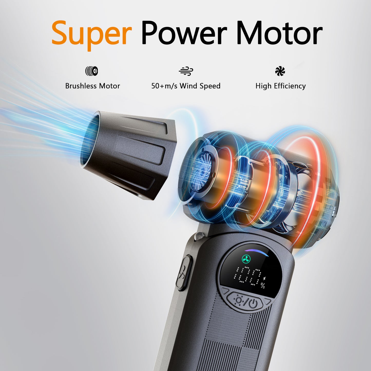 Deparee Compressed Air Dusters, 8000mAh Battery High Wind with Memory Setting, LED Light Multi-Nozzles for Car, Home, Office, Pet, Electronics