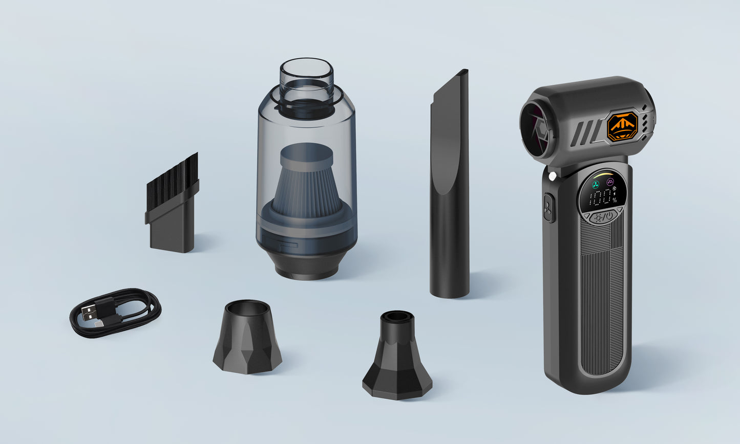 Deparee Compressed Air Dusters, 8000mAh Battery High Wind with Memory Setting, LED Light Multi-Nozzles for Car, Home, Office, Pet, Electronics